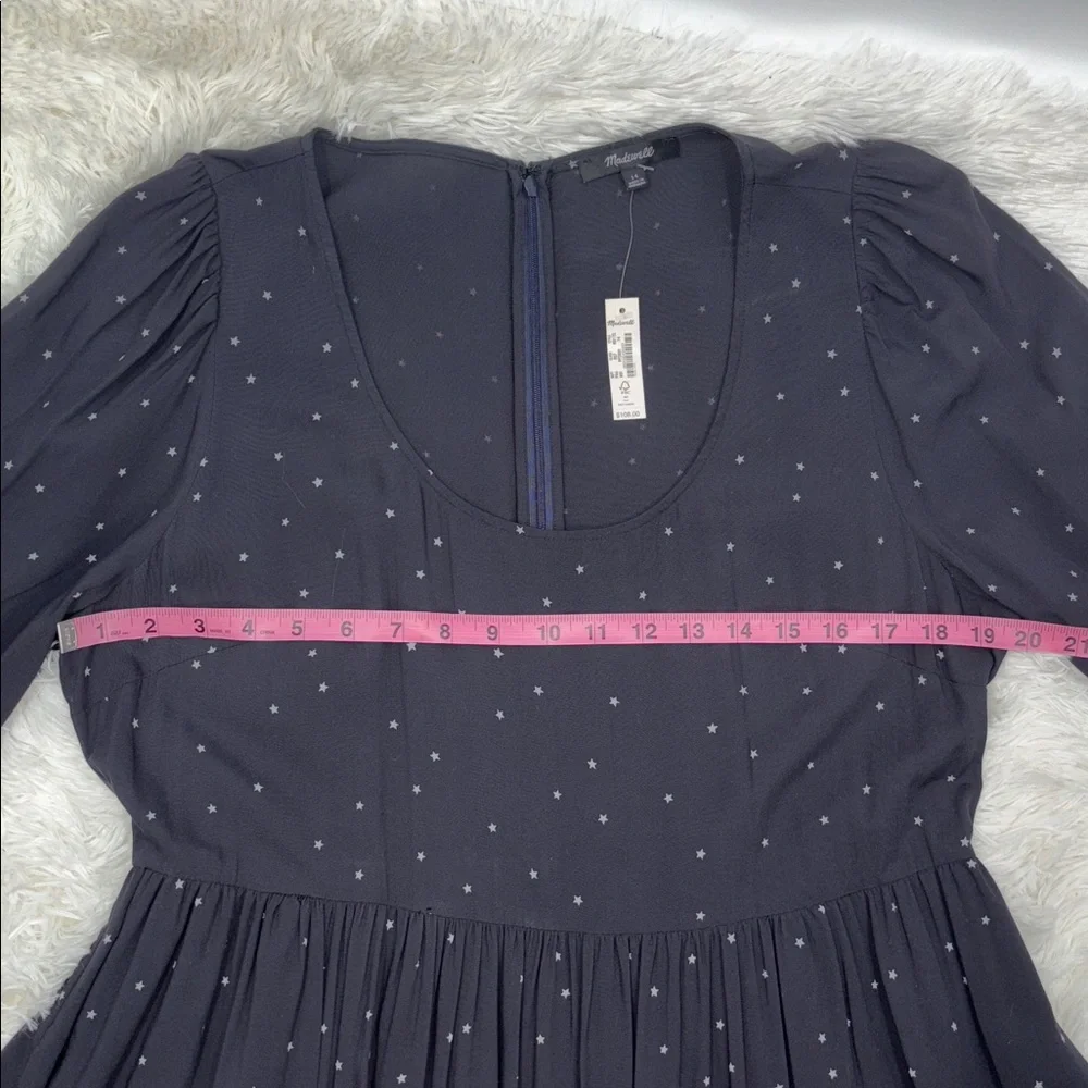 Madewell Alicia Long-sleeve Scoop Neck Midi Dress in night stars NWT - Picture 16 of 16